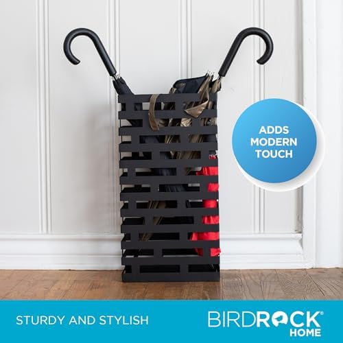 BIRDROCK HOME Umbrella Stand with Removable Water Tray, Black Stripe - Image 4