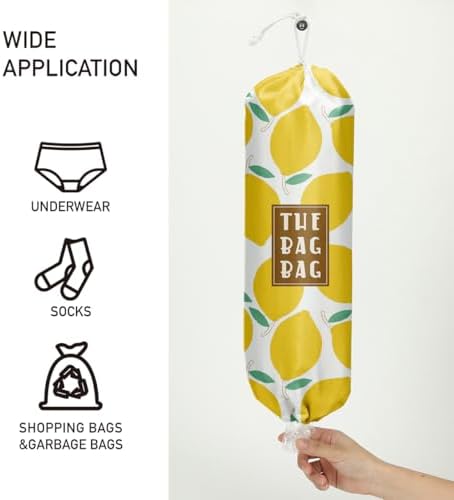 Plastic Bag Organizer, Reusable Grocery Country Style Plastic Bag Dispenser ​for Home Kitchen Travelling Camping Decor, Dispenser use 1 Pack，Lemon Pattern - Image 2