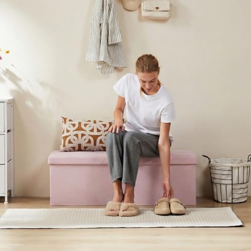 DUMOS 43 Inch Foldable Storage Ottoman Bench, Large Ottoman with Storage - Image 2