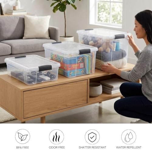 Superio 21 Quart Clear Plastic Storage Boxes with Lids, Stackable Organizer Containers, BPA-Free Storage Bins for Home, Office, School & Dorm, 8 Pack - Image 4