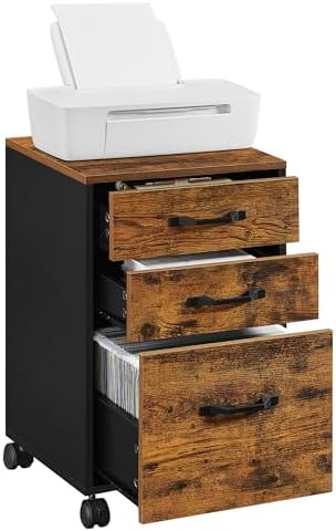 VASAGLE Mobile File Cabinet, 3 Drawers Filing Cabinet with Wheels by VASAGLEbySONGMICSHOME