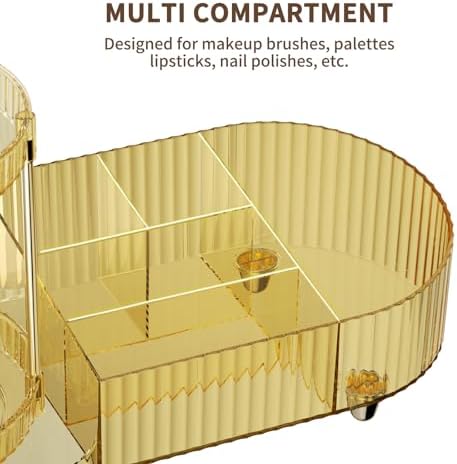 Rotating Makeup Organizer for Vanity, 2 Perfume Trays with 5 Compartments Cosmetic & Skincare Storage, Space Saving Beauty Organizers, Multi-Purpose Countertop Organizers for Bathroom, Desktop, Pantry - Image 3