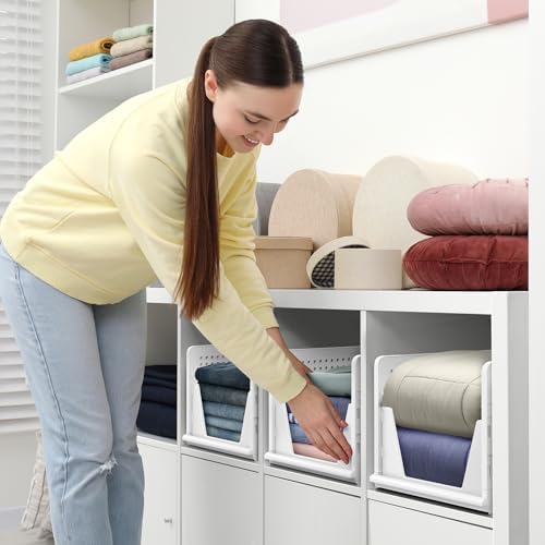 Sorbus Stackable Closet Organizer, Open-Front Shelf Bins (3 Large) - Image 7