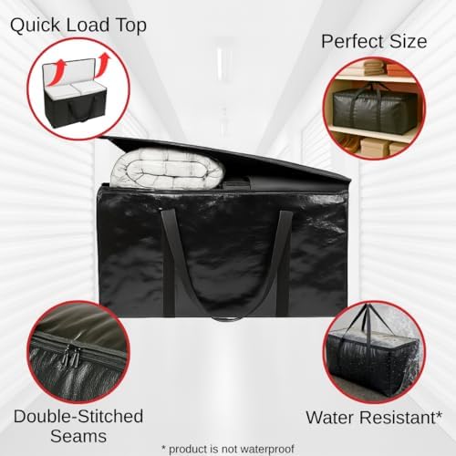 BAG-THAT! 10 - Pack Heavy Duty Large Moving Bag with Strong Zipper and Comfortable Handles Durable & Sturdy Large Storage Bags Totes Bins Packing Moving Boxes College Supplies for Packing (Pack of 2) - Image 2