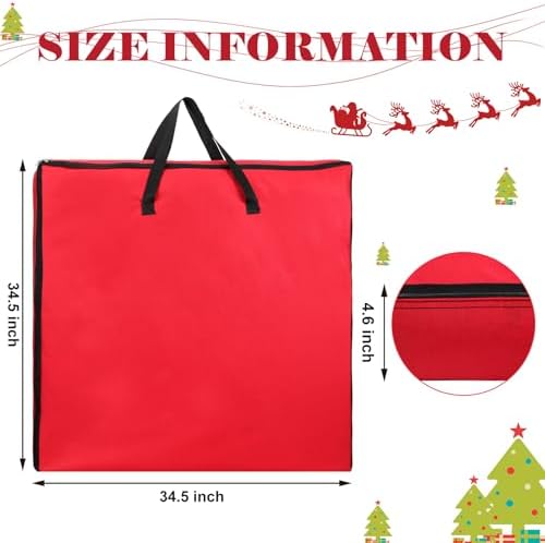 Oudain Pop up Christmas Tree Storage Bag Large, 34 x 34 x 4.7 Inch, Red - Image 2