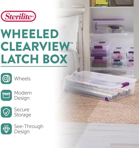 Sterilite ClearView Latch Wheeled Underbed Storage Boxes, 60 Quart, 12-Pack - Image 2