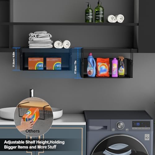 AmonHouseware 2Pack Under Shelf Basket,Adjustable Hanging Holder,Black - Image 3