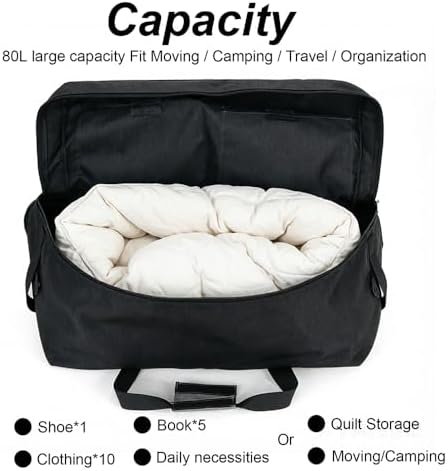 80L Foldable Travel Duffel Bag with Shoe Compartment & Trolley Sleeve, Lightweight Luggage Organizer for Travel,Camping, Moving, Gym - Image 5