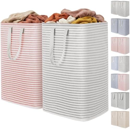 Lifewit 80L Large Laundry Baskets, Laundry Hampers Bags, 2 Pack, Grey&Pink by Lifewit