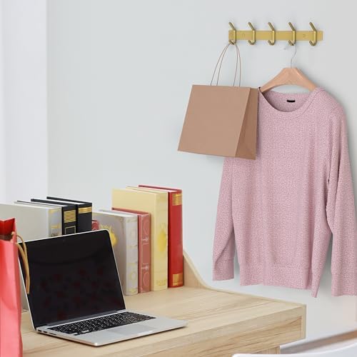 Brushed Gold Wall Mounted Coat Rack – 15 Inch Stainless Steel Rail with 5 Double Coat Hooks for Entryway, Bathroom, Bedroom, Kitchen – Modern Gold Hook Rack for Coats, Hats, Towels - Image 5