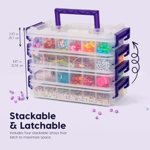 IRIS USA 2 Qt. Bead Organizer Storage Bins |Made in USA| - Clear/Violet - Image 2
