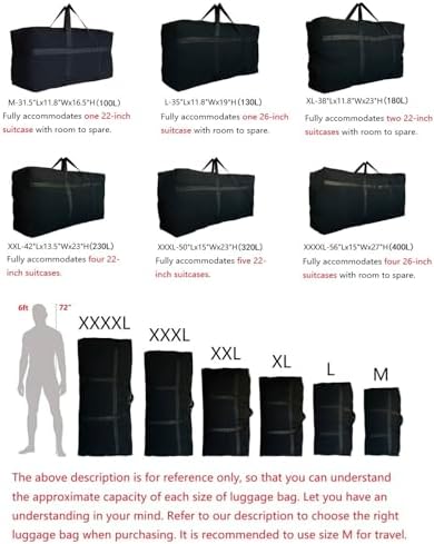 Extra Large Storage Bags, Jumbo Moving Storage Bags Heavy Duty, Foldable Big Black XL Duffle Bag for Travel - Image 2