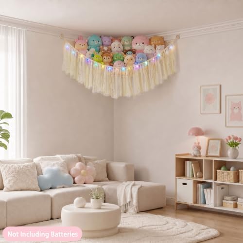FIOBEE Stuffed Animals Net LED Light Toy Hammock for Kids Bedroom Storage - Image 5