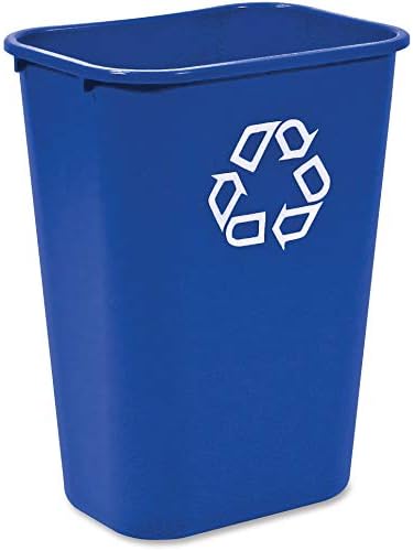Rubbermaid Commercial Products Deskside Recycling Can, 10.25-Gallon/41-Quart, Blue Recycling Symbol, Plastic, for Bedroom/Bathroom/Office/Under Desk/Sink, Pack of 12 by RubbermaidCommercialProducts