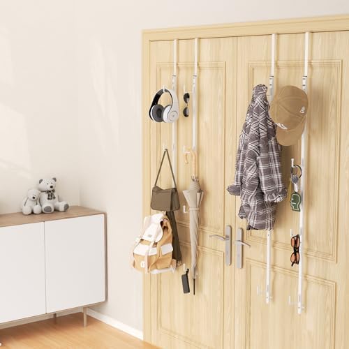 HapiRm Over Door Hat Rack - 4 Packs Metal Hanging Hat Organizer with 16 Hooks Design, Baseball Cap Hanger Organizer Storage Holds up to 80 Caps for Door, Bedroom, Closet(White) - Image 5
