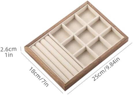 9 Grid +3 Line Black Walnut Wooden Jewelry Tray Organizer with Velvet Lining - Premium Jewelry Storage for Rings, Earrings, Brooches, LuxuryJewelry Drawer Organizer & Display Tray - Image 2