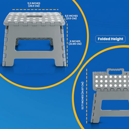 Utopia Home Folding Step Stool 9 Inch, Anti-Slip, Grey, 1-Pack - Image 5