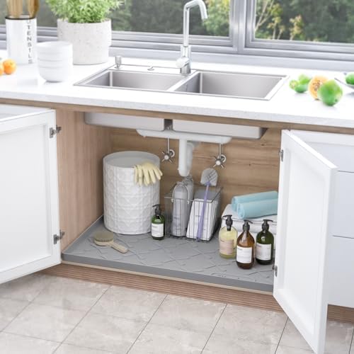 SIKADEER Waterproof Under Sink Mat Silicone 28" x 22" Kitchen Cabinet liner - Image 2