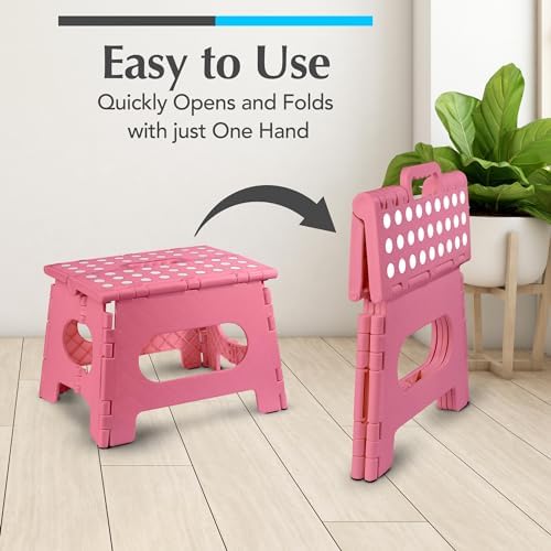 Handy Laundry Folding Step Stool 9 Inch, Pink, Non-Slip Holds 300 lbs - Image 3