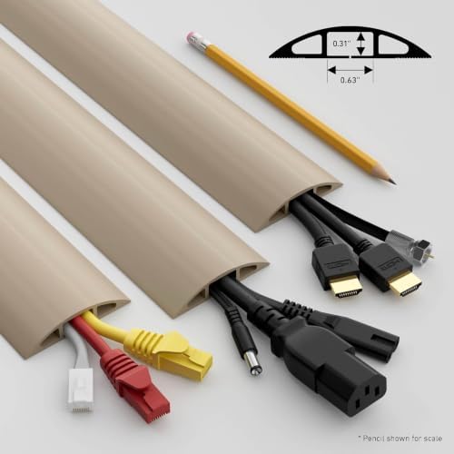 D-Line 15ft Floor Cord Cover, Cable Protector, Hide Extension Cords, Protect Cords, Prevent Cable Trips, Heavy Duty Cord Hider - Cable Cavity = 0.63" (W) x 0.31" (H) - Beige - Image 6