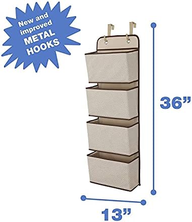 Delta Children 4 Pocket Over The Door Hanging Organizer - 2 Pack, Easy Storage/Organization Solution - Versatile and Accessible in Any Room in the House, Beige - Image 4