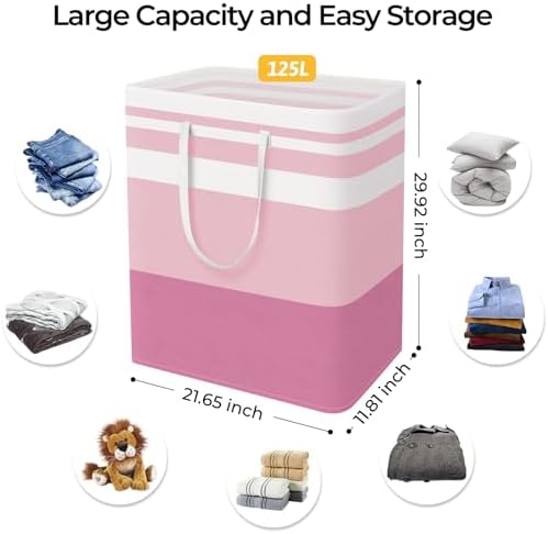 HomeHacks 2 Pack Laundry Baskets, Laundry Hampers Bags (Blue+Pink 125L) - Image 4