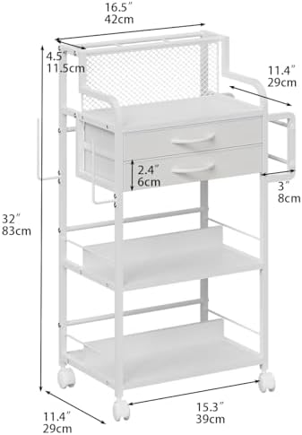 Rolling Wrapping Paper Storage Cart with 2 Drawers,16.5"x32"x11.4" - Image 2