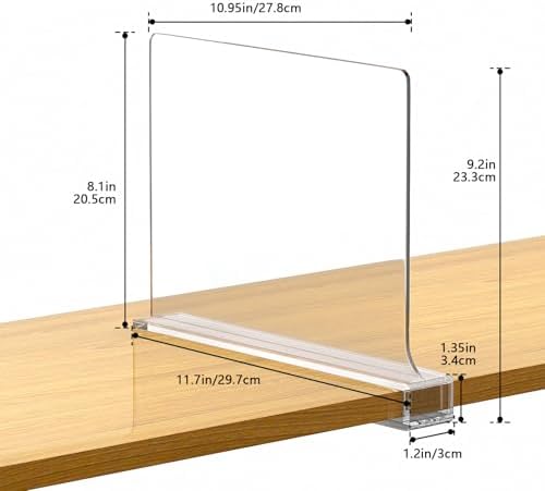 6 PCS Shelf Dividers for Closet Organization Acrylic Clear Closet Shelf Divider for Wooden Shelving Suitable for Wooden or Vertical Shelves Or Bedroom, Kitchen and Office.. (Pack of 2) - Image 2