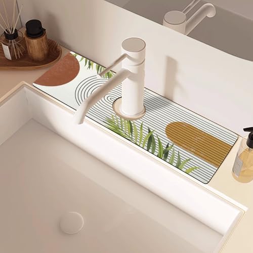 Sink Faucet Absorbing Mat, 2 Pack Drying Mat Around Faucet Sink Splash Guard Behind Faucet Sinkmat For Kitchen Bathroom Island Rv 15 * 5.5 Inch (38 * 14 cm) - Image 6
