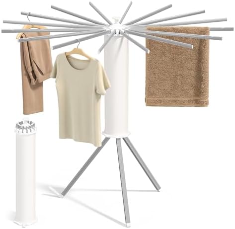 SONGMICS Drying Rack, Foldable Rotary Tripod, 16 Pull-Out Aluminum Arms by SONGMICSbySONGMICSHOME