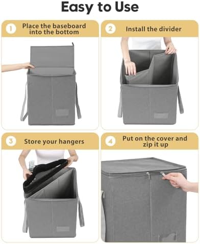 Qozary Clothes Hanger Organizer Bag-Rigid Hanger Storage Containers with Lid for Dustproof, Large Sturdy Hanger Caddy Organizer Box with Handle - Image 4