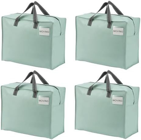 VENO Heavy Duty Moving Bags, Storage Bags, 13 Gallon, Light Green, 4 Pack by Veno