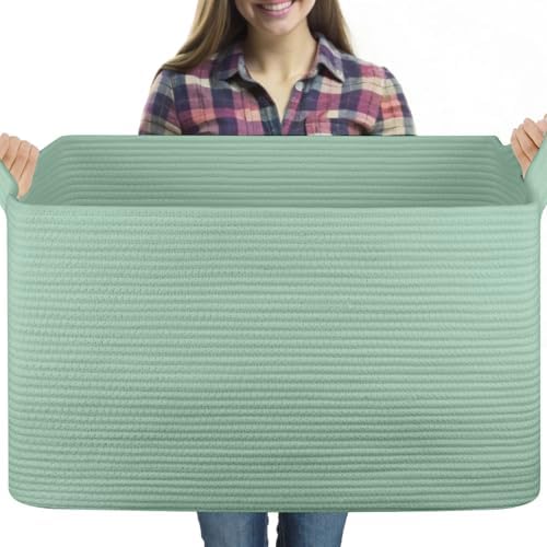OIASKET 95L Extra Large Blanket Basket, 24" x 16.9" x 14.2" Woven Basket by OIASKET