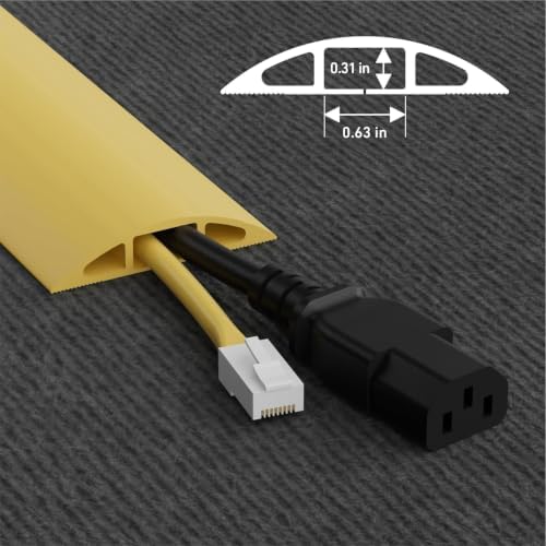 D-Line 15ft Floor Cord Cover, Cable Protector, Hide Extension Cords, Protect Cords, Prevent Cable Trips, Heavy Duty Cord Hider - Cable Cavity = 0.63" (W) x 0.31" (H) - Safety Yellow - Image 3