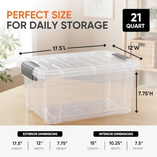Superio 21 Quart Clear Plastic Storage Boxes with Lids, Stackable Organizer Containers, BPA-Free Storage Bins for Home, Office, School & Dorm, 4 Pack - Image 3