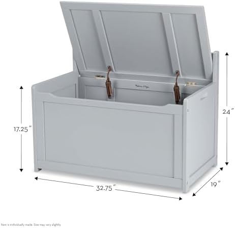 Melissa & Doug Wooden Toy Chest Gray Furniture Organizer - Image 4