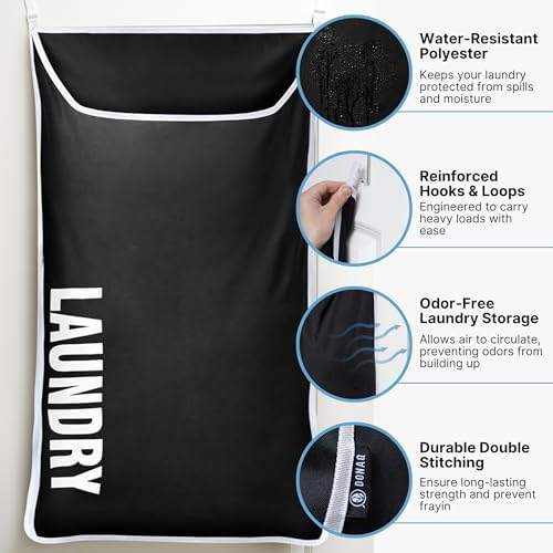 Hanging Laundry Hamper Bag XL 40x22", Space Saving over the Door Storage Bags, Behind the Door Hampers for Dirty Clothes & Wall Mounted Basket for Bathroom, Organizer for Small Room Spaces RV - Image 5