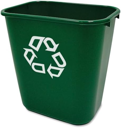 Rubbermaid Commercial Products Deskside Recycling Can, 7-Gallon/28-Quart, Green Recycling Symbol, Plastic, for Bedroom/Bathroom/Office, Fits Under Desk/Sink/Cabinet, Pack of 12 by RubbermaidCommercialProducts