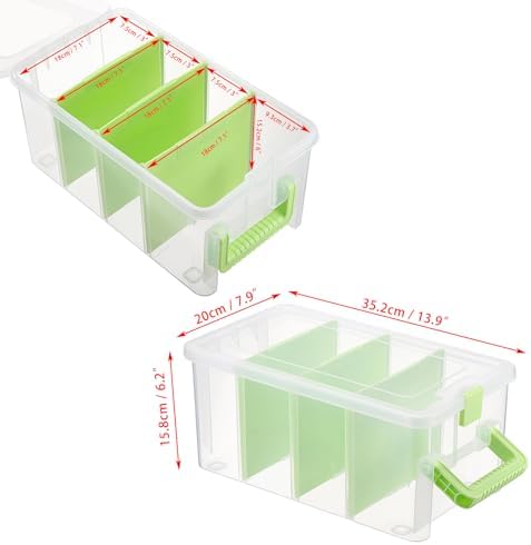 BTSKY Clear Plastic Dividing Storage Box with 4 Deep Compartment Sewing Box - Image 4
