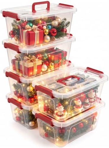 6 Pack Clear Plastic Storage Containers with Lids,Transparent Design,7Qt by NUMIFUN