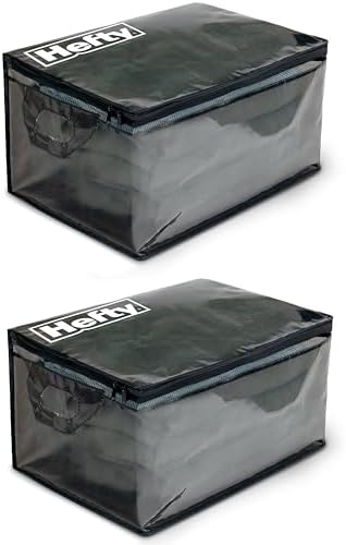 Hefty Large Flexible Tote with Breathable Mesh, Double Zipper, 2 Handles – Ideal for Moving or Clothes & Apparel Storage, Alternative to Plastic Bin, Organizer or Container – 24 Pack by Hefty