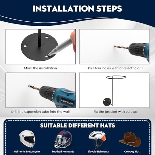 4 Pack Helmet Holder Wall Mount,Motorcycle Helmet Holder, - Image 6