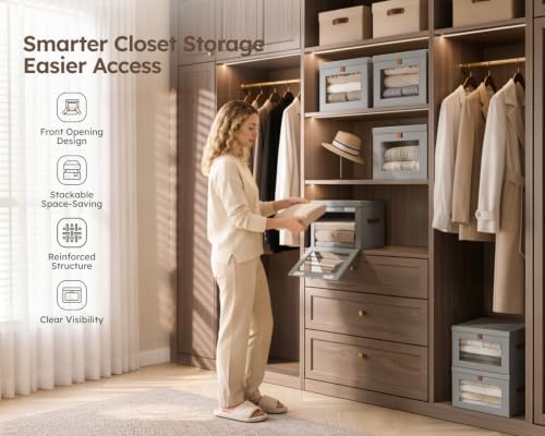 Homsorout Storage Bins with Lids - Closet Organizer with Front Opening - Image 2