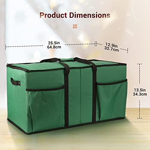 Christmas Ornament Storage Box, Mrrihand Xmas Decoration Organizer with Adjustable Dividers - Storage Container Keeps 128 Holiday Ornaments 3-Inch, Dual Zipper Closure, 600D Tear-Proof Material(Green) - Image 5