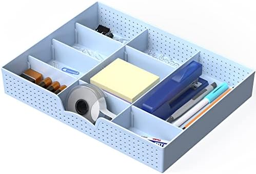 Simple Houseware Drawer Organizer Tray, 9 Adjustable Compartments, Blue by SimpleHouseware
