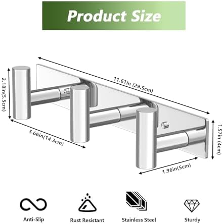 Wall Mounted Coat Rack-3 Hooks, Heavy Duty Stainless Steel Wall Hooks for Towel Coat Bag, Hat Rack Hanger Coat Hooks Towel Racks for Bathroom Entryway Kitchen Hotel (Glossy Chrome, 1 Pack) - Image 2
