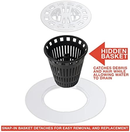 Danco Snap-in Shower Drain Cover with in-Drain Hair Catcher, 4-1/4" Round, White Strainer, (10533) - Image 5