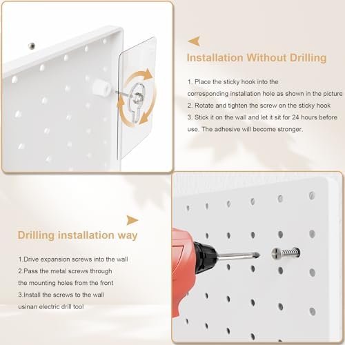 FZK Plastic Pegboard Wall Organizer Kit, 12x12, 4 Pack, White - Image 5