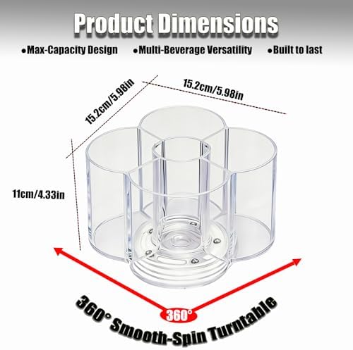 Flower-Shaped Rotating Drink Packet Organizer | 5-Compartment Lazy Susan for Water Flavor Packets & Powdered Mixes | Clear 360° Spinning Pantry Storage Bin for Cabinet & Countertop - Image 2