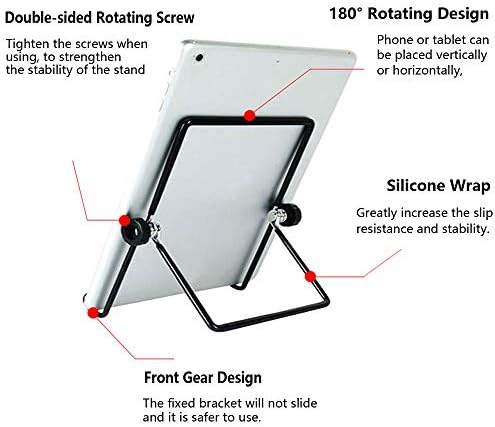 VOVIGGOL Adjustable Tablet Stand Holder, Non-Slip Foldable Holder Cradle Fit for 9-12.9" Tablets, iPad, Samsung and Kindle Fire, Display Stands Picture Frame Stand for Photos (Large Black) - Image 4